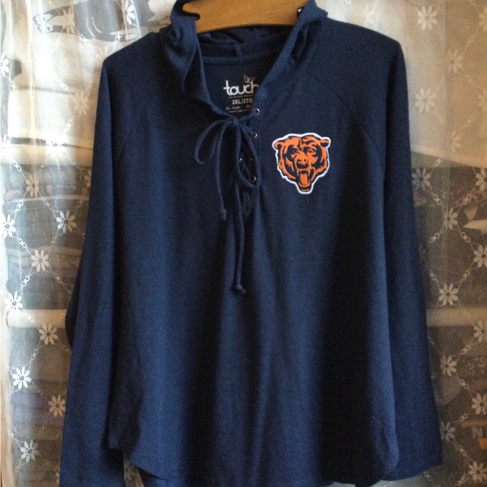 NFL Chicago Bears Navy Lace-Up Hoodie Top for Women